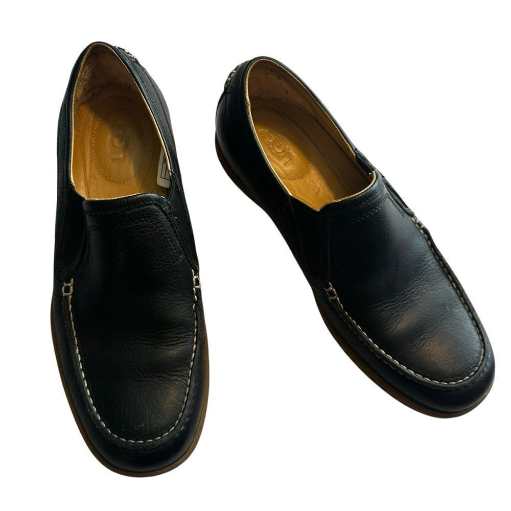 UGG men’s black leather slip on loafers size 8.5